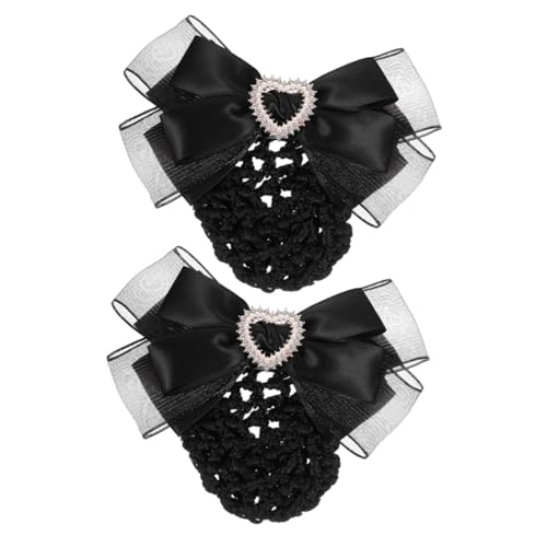 BIUDECO 2 Stück Haarnetz Haarklammern mit Schleifen Atmungsaktive Haarklammern für Duttfrisuren Vielseitiger Haarschmuck für Damen Komfortabel und Stilvoll für Tanz und Alltag von BIUDECO