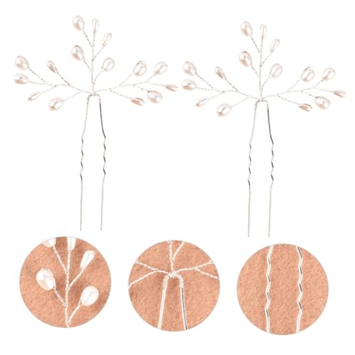 BIUDECO 2 Stück Handgefertigte Perlen haarnadeln für Braut Silberfarbene Haarnadeln mit Elegantem Design für Hochzeiten Fotoshootings und Festliche Anlässe Stilvoller Brautschmuck für von BIUDECO