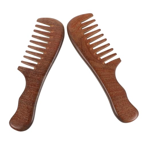 BIUDECO 2 Stück Holzzahnkämme für Damen und Herren Antistatisch Ergonomisch Geformt für Lockiges Haar Natürliche Maserung Leichte Kopfhautmassage Langlebiges Styling Tool von BIUDECO