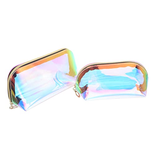 BIUDECO 2 Stück Iridescente Kosmetiktasche Transparente TPU Schminktasche mit Metallreißverschluss Große Reise Kulturbeutel Multifunktionale Aufbewahrungstasche für Damen und Herren von BIUDECO
