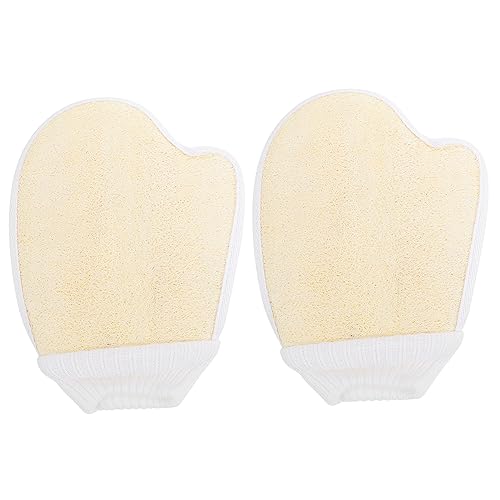 BIUDECO 2 Stück Peeling Badehandschuhe aus Natürlichem Luffa Material Leicht und Hautschonend zum Körperpeeling und Massage Passend für Damen und Herren für Dusche und Reisegebrauch von BIUDECO