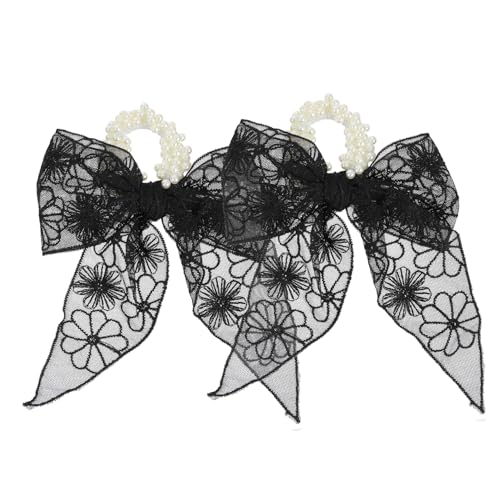 BIUDECO 2 Stück Perlen Haarbänder mit Spitzen Schleife Leichte Haargummis für Damen Modischer Haarschmuck für Party Büro Festival und Alltag Schwarz Bequem Tragbar BIUDECO 2 Stück Perlen Haarbänder mit Spitzen Schleife Leichte Haargummis für Damen Modischer Haarschmuck für Party Büro Festival und Alltag Schwarz Bequem Tragbar von BIUDECO