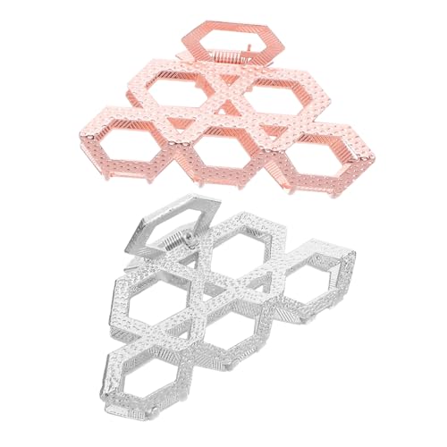 BIUDECO 2 Stück Retro Metall Haarklammern für Damen Geometrische Krallenclips Rutschfeste Schonende Haarspangen für Hochsteckfrisuren Vintage Stil Robust und Elegant in Roségold und Silber von BIUDECO