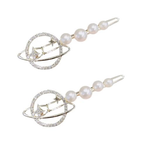 BIUDECO 2 Stück Teiliges Damen Haarspangen Planet Design mit Künstlichen Perlen Haarklammern für Stylische Frisuren Schmerzfrei Tragbar Geeignet von BIUDECO