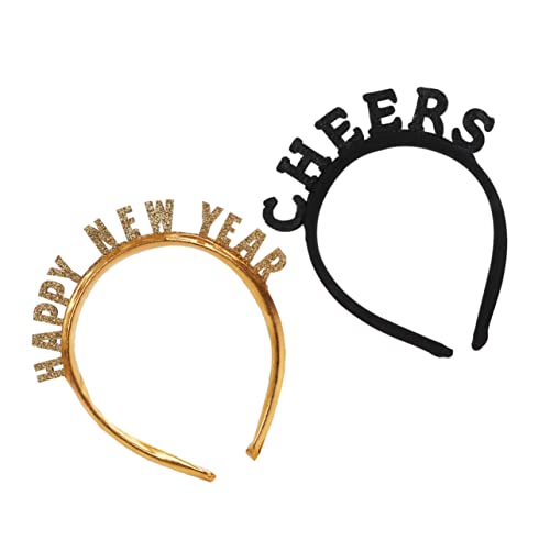 BIUDECO 2 Stück Teiliges Year Haarband aus Robustem Kunststoff Kreative Party Haarreifen mit Buchstaben Design Vielseitiges Silvester Accessoire für Feier und Fotos für Damen und Herren von BIUDECO