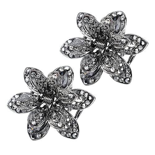 BIUDECO 2 Stück Vintage Haarklammern aus Robustem Metall mit Kristallverzierung Hohl Gestaltete Haarspangen für Damen Rutschfest und Langlebig für Alltag und Festliche Frisuren von BIUDECO