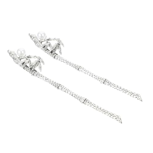 BIUDECO 2 Stück Vintage Hanfu Haarschmuck Haarnadeln mit Antikem Silber und Perlen Dekorative Haarstäbe Eleganter Haarschmuck für Damen und Mädchen Passend zu Traditionellen und Modernen von BIUDECO