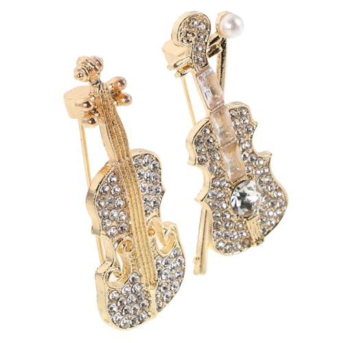 BIUDECO 2 Stück Violin Brosche mit Funkelnden Strasssteinen Leichter und Langlebiger Anstecker für Damen Modisches Musikschmuck Accessoire für Konzerte Partys und Besondere Anlässe von BIUDECO