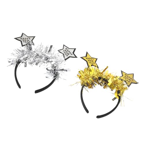 BIUDECO 2stücke Frohes Neues Jahr Glitzer-stirnband Festlicher Haarreifen Mit Fünfzackigen Sternen Für Silvester Und Feiertagsfeiern von BIUDECO