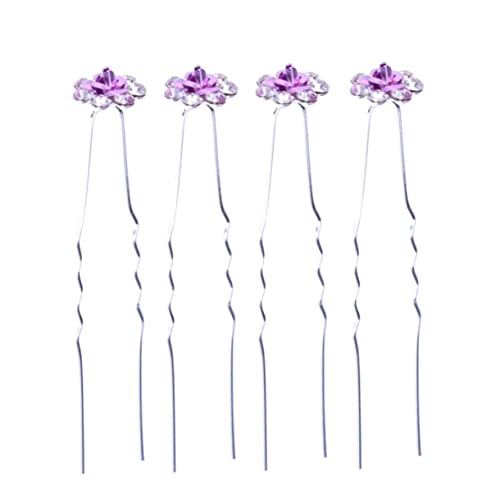 BIUDECO 20st Hochzeit Haarnadeln Clip Blumenhaarspangen Für Frauen Blumenhaarnadeln Zöpfe Frauen Haarnadel Bobby Haarknotengabel Strass-haarspangen Braut Violett Brötchen Modellieren von BIUDECO