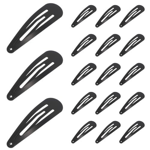 BIUDECO 24 Stück schwarze Haarspangen mit Druckknöpfen – Metall-Druckknöpfe – Rutschfeste Haarspangen – Rutschfeste Haarnadeln – Haarschmuck für Frauen von BIUDECO