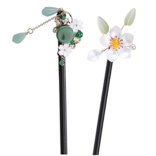BIUDECO 2 Stück Chinesische Haarstäbchen Retro Blumen Haarnadel für Hochsteckfrisuren Haarknoten Zubehör für Damen von BIUDECO