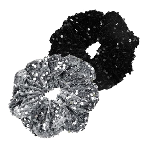BIUDECO 2stücke Elastische Haargummis Mit Pailletten Haarschmuck Für Frauen Und Mädchen Große Haargummis Dehnbare Haarbänder Für Party Und Alltag von BIUDECO
