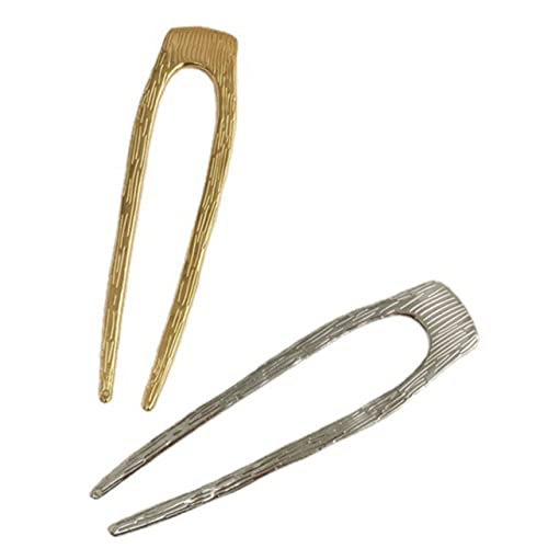BIUDECO 2stücke U-förmige Französische Haarnadeln Metall Haarstab Duttnadel Hochsteckfrisur-haargabel Haar-accessoires Für Frauen Dutt-haarhalter Haarstyling-tool von BIUDECO