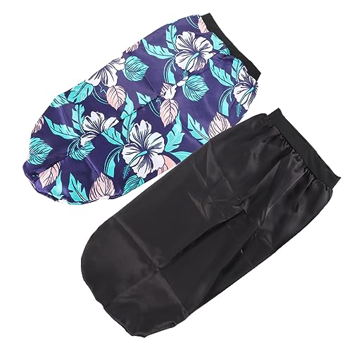 BIUDECO 2stücke Teiliges Satin Schlafmütze Mit Elastischem Bund Gedruckt Für Lange Haare Und Schutz Für Damen Blattmuster von BIUDECO