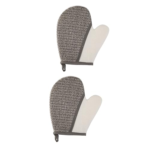 BIUDECO 2stücke Flax Exfoliating Bath Gloves Für Körperpflege Wiederverwendbare Doppelseitige Handtücher Zum Peelen Und Reinigen Der Dusche Für Tägliche Anwendung von BIUDECO