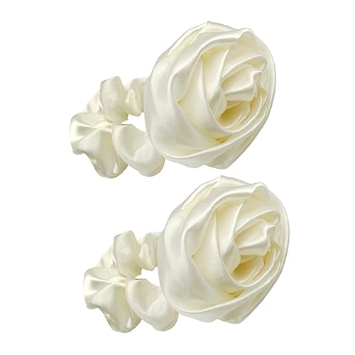 BIUDECO 2stücke Haargummis Aus Kreative Haarschmuck Weiß Flexible Haarseile Praktische Pferdeschwanzhalter Waschbare Haaraccessoires Für Mädchen von BIUDECO