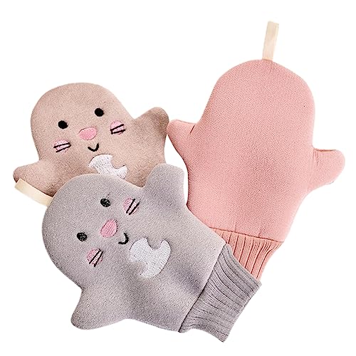 BIUDECO 3 Stück Cartoon Badehandschuhe Wiederverwendbare Peelinghandschuhe Für Unisex Körperpeeling Weiche Waschlappen Für Babys Für Empfindliche Haut Zufällige Farben von BIUDECO