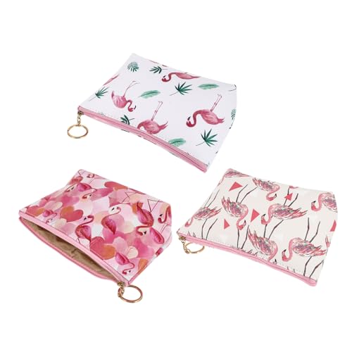 BIUDECO 3 Stück Flamingo Muster Teiliges Wasserdichtes Kosmetiktaschen Leichte Kulturbeutel mit Reißverschluss Kompakte Reise Organizer für Make Up und Toilettenartikel Tragbar für Damen von BIUDECO
