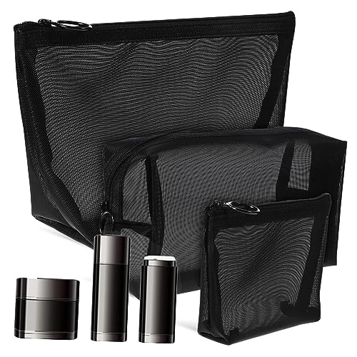 BIUDECO 3 Stück Teiliges Netz Kosmetiktaschen Nylon Reise Make Up Organizer Wasserabweisend Vielseitig für Damen und Mädchen Praktische Schminktasche Toilettentasche von BIUDECO