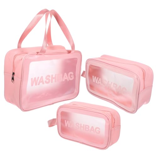 BIUDECO 3 Stück Teiliges Wasserdichtes Reise Kosmetiktaschen Große Kapazität Dickes Material Transparente Kulturbeutel für Damen zur Organisation von Make Up und Toilettenartikeln von BIUDECO