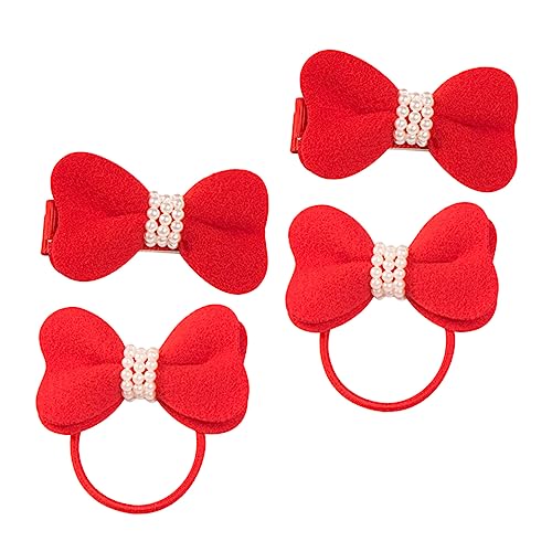 BIUDECO Haarspange 4 Stück Kopfbedeckung Für Kinder Frisuren Ringe Haar-stirnband Schleife Haarnadel Bowknot-haarnadeln Party-haarschmuck Flechten Perle Doppelseitiges Vlies Baby von BIUDECO