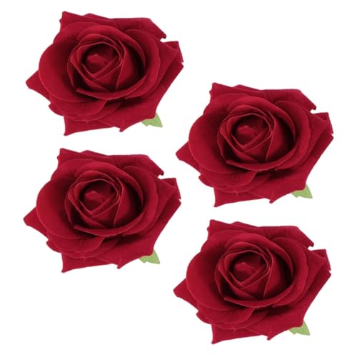 BIUDECO 4 Stück Rote Künstliche Rosen Haarschmuck Broschen Haarclips für Hochzeit Party Braut Damen Mädchen Haarornamente von BIUDECO