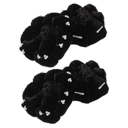 BIUDECO 4 Stück Schwarzes Samt Haarnetz mit Strasssteinen Teiliges Feines Haarnetz Dutt Cover für Damen Elegant Langlebig für Ballett Tanz Pflegeberufe Stilvolle Hochsteckfrisuren von BIUDECO