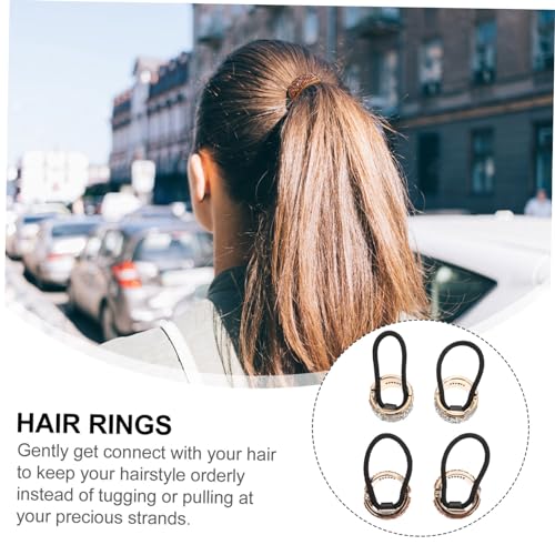BIUDECO 4 Stück Teiliges Haargummi mit Einfachem Strass Pferdeschwanz Halter Elastisches Haarband in Champagner und Silber Kreative und Langlebige Ponytail Buckles für Damen und Mädchen von BIUDECO