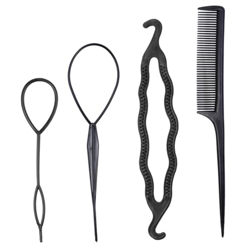BIUDECO 4 Stück Teiliges Haarstyling Set mit Bun Hair Clip und Braid Ponytail Maker Leichter Tragbarer Haardreh und Flecht Organizer für Hochsteckfrisuren Geeignet für Zuhause und von BIUDECO