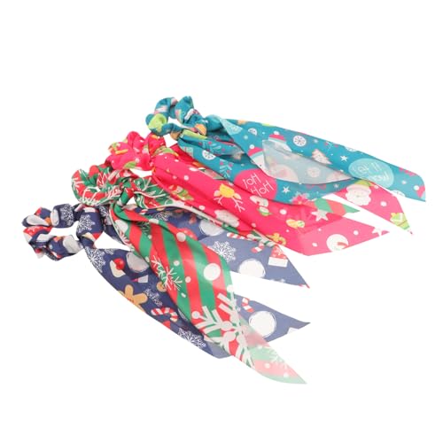 BIUDECO 4 Stück Teiliges Weihnachts Haargummis mit Elastischem Band Bunte Festliche Haarschmuck Accessoires für Damen Bequeme und Langlebiges Material für Weihnachten und Winterfeiern von BIUDECO
