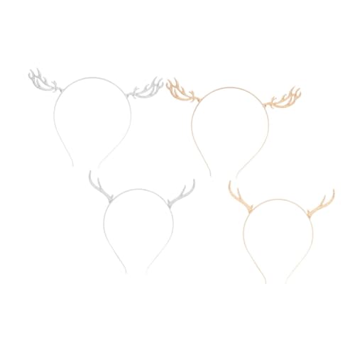 BIUDECO Metall Geweih Stirnband Set 4 Stücke Weihnachten Haar Zubehör Geweih Haar Dekore von BIUDECO