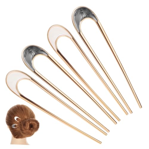 BIUDECO 4 U Förmige Französische Haarnadeln Teiliges Langlebige Metall Haarnadeln in Schwarz und Weiß Starker für Duttfrisuren Haarschmuck Accessoires für Damen Bequem und Sicher für von BIUDECO