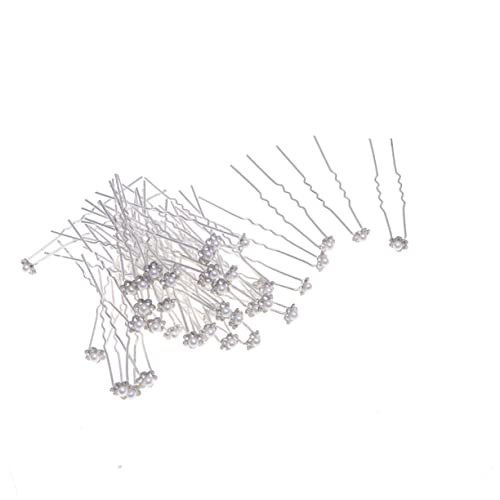 BIUDECO 40 Stück Teiliges Perlen Haarspangen mit Strass Handgefertigte Blumen Haarklammern Dekorative U Förmige Haarnadeln für Braut und Damen Langlebiger Haarschmuck für Festliche von BIUDECO