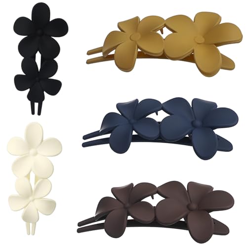 BIUDECO 5 Stück Teiliges Blumen Haarklammern für Damen Stabile Haarspangen mit Floralem Design Vielseitige Haarclips in Schwarz Braun und Beige Geeignet für Alltag Party und von BIUDECO