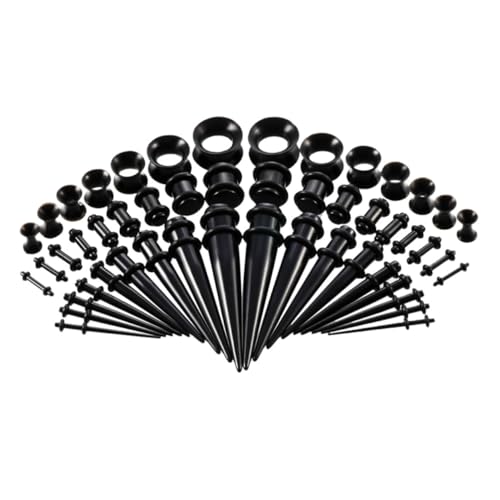 BIUDECO 50 Stück Teiliges Acryl Ohr Expander Unisex Ohr Piercing Schmuck Schwarz Komfortabel Modisch Vielseitig für Partys Hochzeit Banquet von BIUDECO