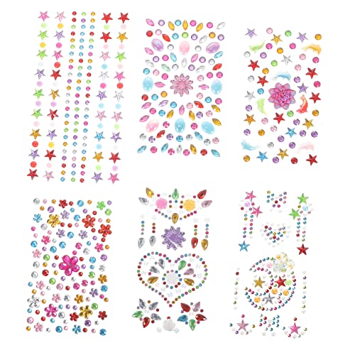 BIUDECO 6blätter Auge Gesicht Körper Edelsteine Juwelen Strass Temporäre Tattoos Aufkleber Leicht Zu Entfernen Festival-accessoires Hautverträglich Halloween-partys von BIUDECO