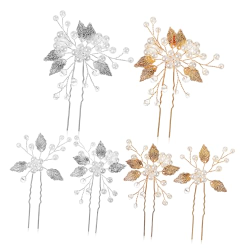 BIUDECO 6 Stück Teiliges Damen Haarspangen mit Perlen und Strass Gold und Silberfarbene Haarnadeln für Hochzeit Party Brautschmuck Vielseitige Braut Haarklammern Langlebiges von BIUDECO