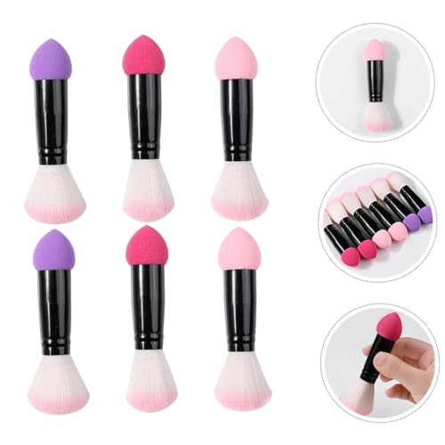 BIUDECO 6 Stück Teiliges Doppelkopf Make Up Pinsel Vielseitige Puder und Pinsel für Frauen Tragbar Borsten für Gleichmäßiges Natürliches Finish Einfache Anwendung für Blush und Foundation von BIUDECO
