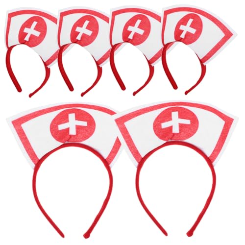 BIUDECO 6 Stück Teiliges Halloween Kostüm Stirnband mit Kreuzmotiv Krankenschwester Haarreif Party Accessoires Wiederverwendbar Bequem Geeignet für Kostümpartys und Cosplay von BIUDECO