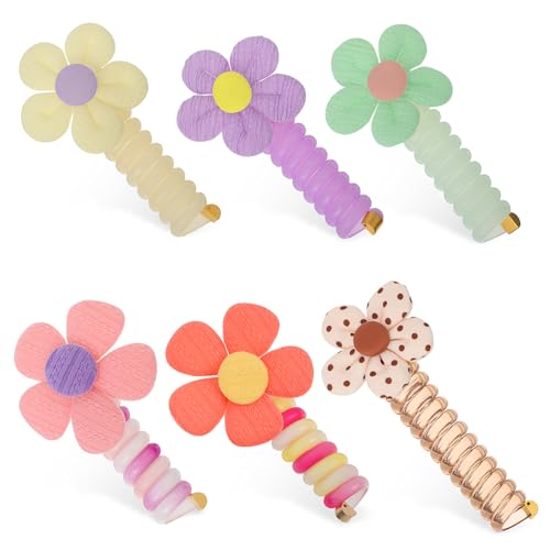 BIUDECO 6stücke Blumen Haargummis Elastische Haarbänder Für Mädchen Haarschmuck Winzige Pferdeschwanzhalter Haar-accessoires von BIUDECO