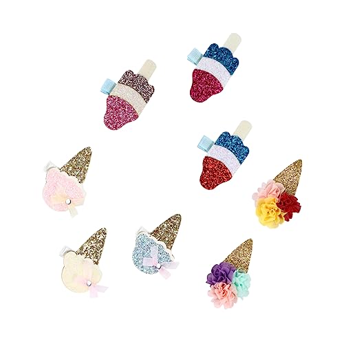 BIUDECO 8 Stück Teiliges Glitzernde Haarspangen für Mädchen Funkelnde Eiskreme Haarklammern Haarschmuck für Partys Hochzeiten und Fotoshootings von BIUDECO