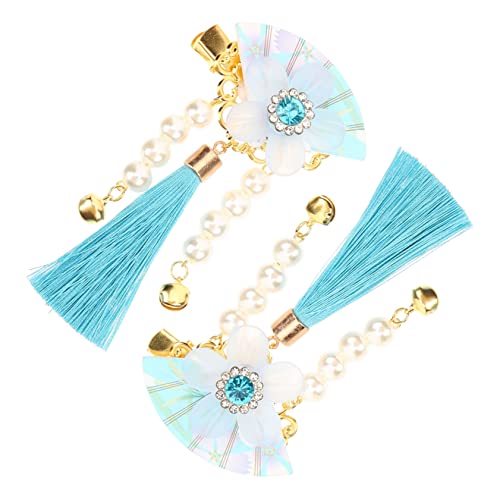 BIUDECO Antike Haarspangen im Japanischen Stil Blumen Fächer Haarclips für Damen Haarschmuck Accessoire für Hochzeiten und Festliche Anlässe Blau von BIUDECO