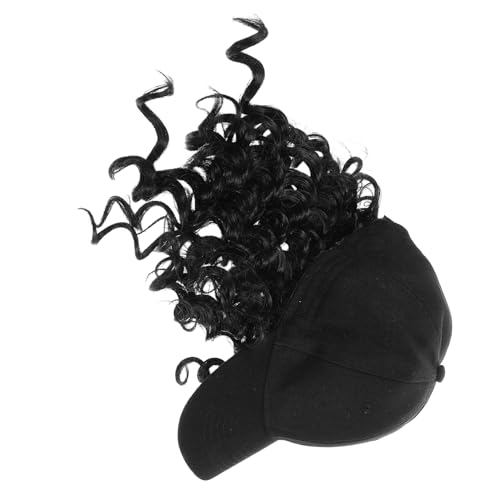 BIUDECO Haarhut Mit Locken Für Frauen Hut Mit Kunsthaar Für Schwarze Frauen Haarkappe Mit Braunen Locken Für Täglichen Gebrauch Und Reisen Baseballkappen-perücke Mit Befestigten von BIUDECO