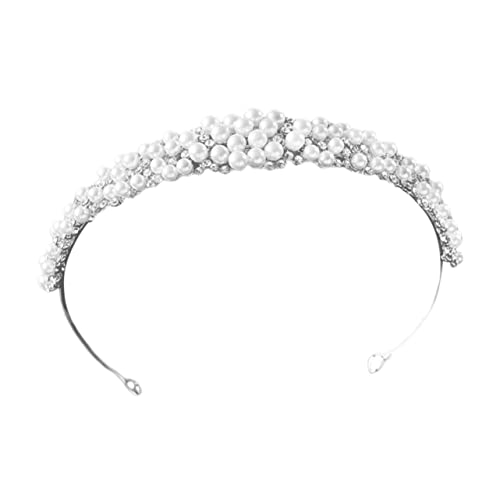 BIUDECO Brautschleier Silber mit Perlen und Strass Zierliche Tiara aus Modisches Langlebiges Braut Haaraccessoire für Hochzeit Party Fotoshooting Stilvolles Damen Headpiece von BIUDECO