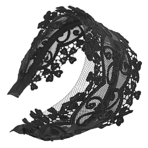 BIUDECO Breites Spitzen Haarband Damen Vintage Stil Leichtes Komfortables Haarschmuck für Party und Alltag Modisches Langlebiges Stirnband in Schwarz Damen Accessoire von BIUDECO