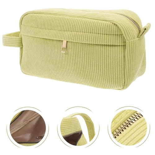BIUDECO Corduroy Kosmetiktasche Damen mit Reißverschluss Geräumiger Tragbarer Kulturbeutel für Reisen und Alltag Handtragbare Makeup Tasche Modischem Grün Vielseitiger Organizer für von BIUDECO