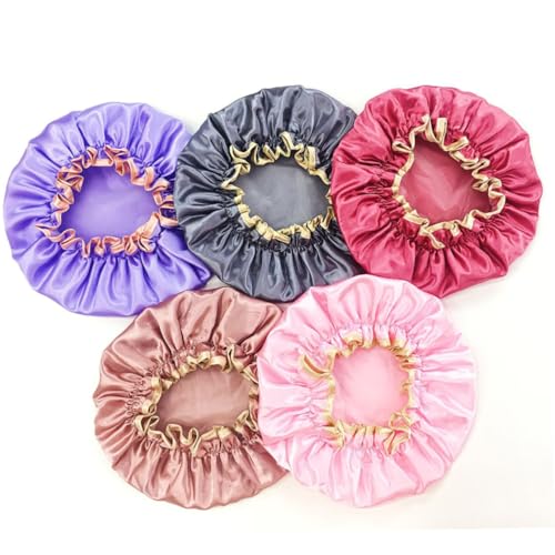 BIUDECO Wasserdichte Duschhaube Für Damen Mädchen Rosa Solide Waschbar Dusche Badehut Badehut Schutz Für Nasses Haar von BIUDECO