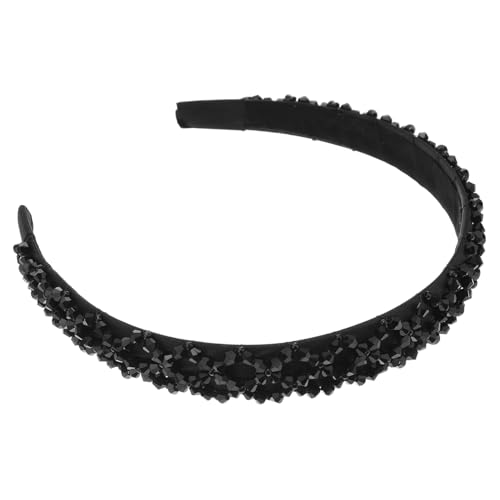 BIUDECO Damen Haarband mit Handgefertigten Schwarzen Kristallperlen Einfaches Leichtes Stirnband für Alltag Fitness und Haarstyling Langlebiges Haarschmuck Accessoire für Altersgruppen von BIUDECO