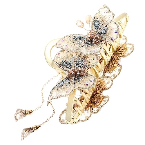 BIUDECO Doppelter Schmetterling Haarklammer mit Fransen Robuste Haarspange für Lange Haare zum Fixieren Beim Schminken Kochen und Waschen Bequem und Langlebig für Damen Geeignet von BIUDECO